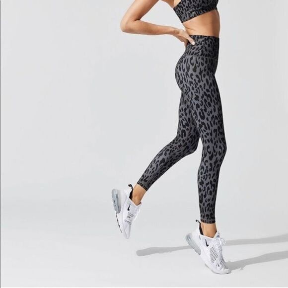 Carbon38 Ballerina Leopard High Rise 7/8 Leggings Size XS Charcoal Gray Athletic - Picture 1 of 11